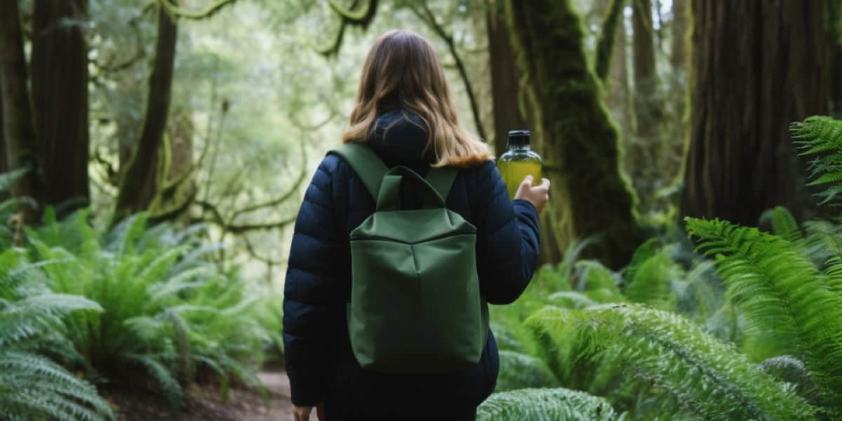 girl walking in the woods
