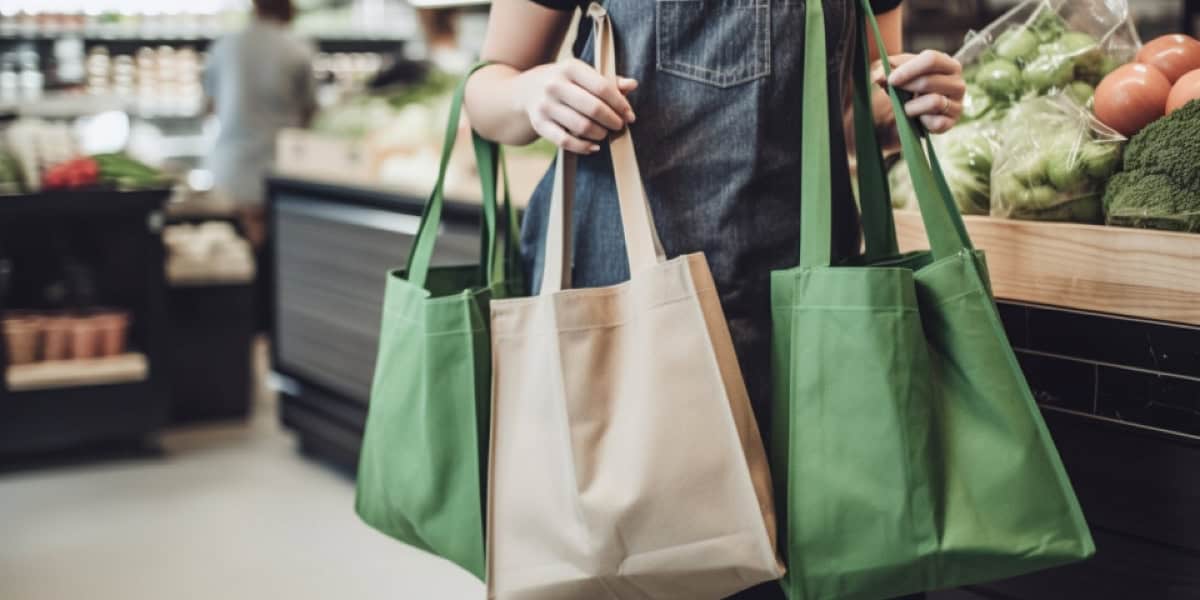 woman carrying many bags