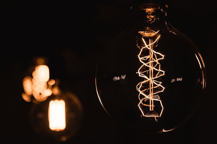 Vintage Edison style LED filament light bulb providing warm ambient lighting for eco-friendly home decor.